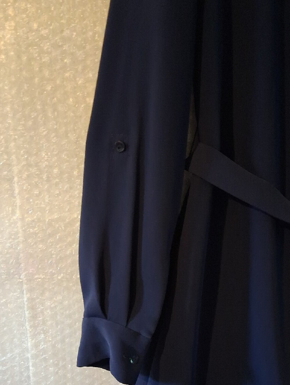 Adrienne Vittadini Navy Blue Long-Sleeve Tunic Shirt Dress with Chest Pockets - Picture 4 of 12